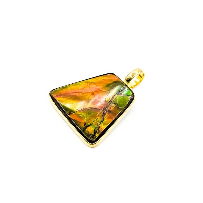 Pendant Bezel Freeform Ammolite 18ky 28.5x22.5mm 4.7g 225070127