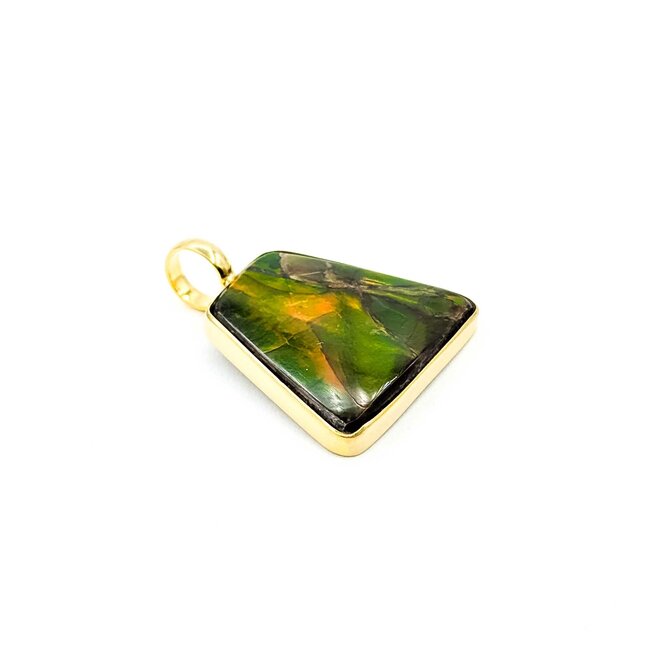 Pendant Bezel Freeform Ammolite 18ky 28.5x22.5mm 4.7g 225070127