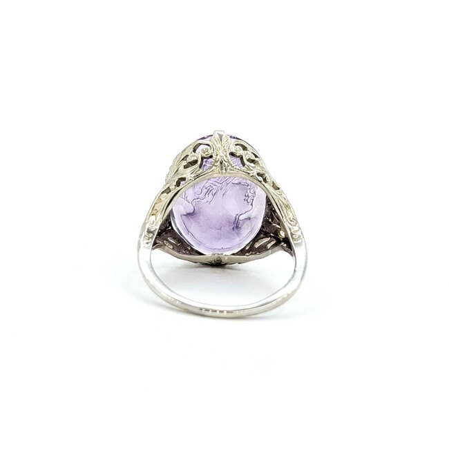 Ring Art Deco Carved Amethyst 14kw Sz6.5 5.3g 225070150