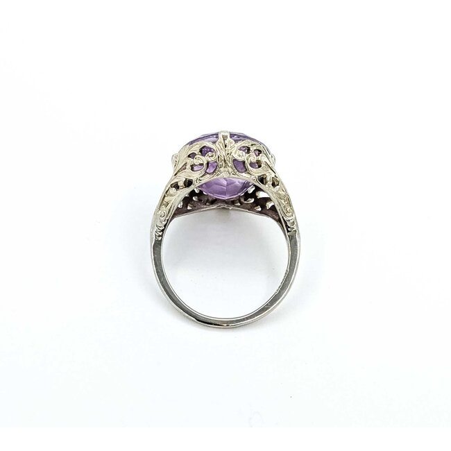 Ring Art Deco Carved Amethyst 14kw Sz6.5 5.3g 225070150