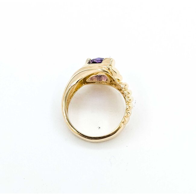 Ring Swirl .20ctw Round Diamonds 1.70ct Amethyst 14ky Sz6 8.2g 225070110