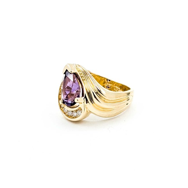 Ring Swirl .20ctw Round Diamonds 1.70ct Amethyst 14ky Sz6 8.2g 225070110