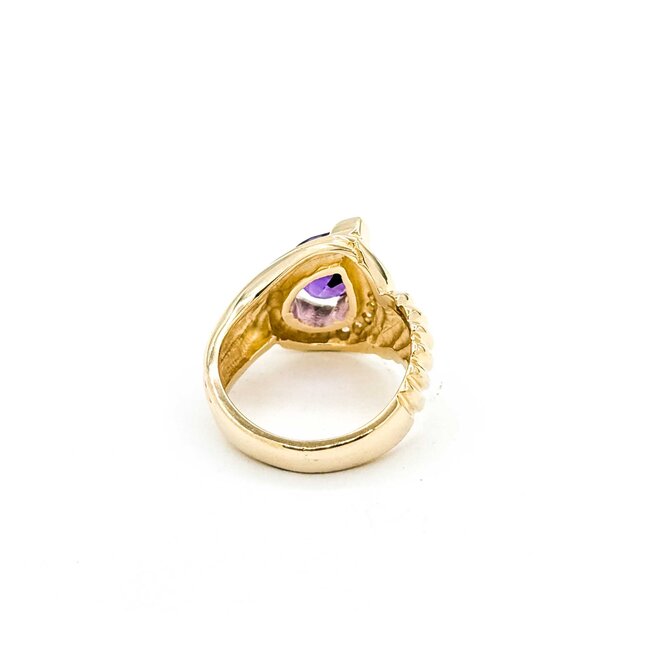 Ring Swirl .20ctw Round Diamonds 1.70ct Amethyst 14ky Sz6 8.2g 225070110