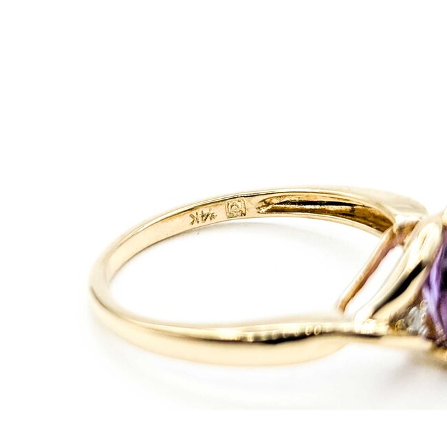 Ring Heart .01ctw Round Diamonds 1.50ct Amethyst 14ky Sz6.5 2.3g 225070109