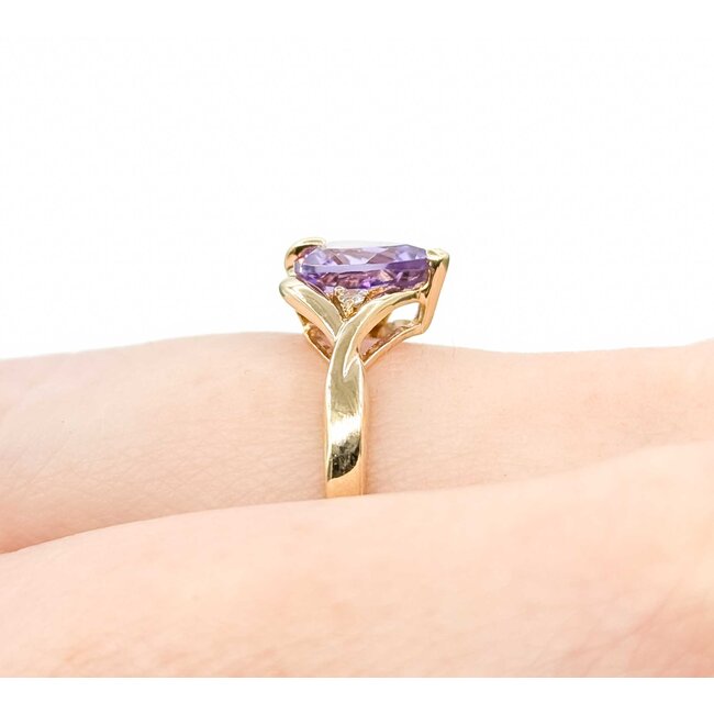Ring Heart .01ctw Round Diamonds 1.50ct Amethyst 14ky Sz6.5 2.3g 225070109