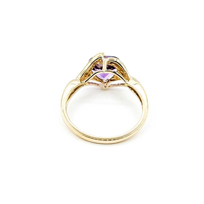 Ring Heart .01ctw Round Diamonds 1.50ct Amethyst 14ky Sz6.5 2.3g 225070109