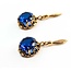 Earrings Dangle Vintage 9.5mm Synthetic Sapphire 14ky 27x12mm 4.5g 225070115