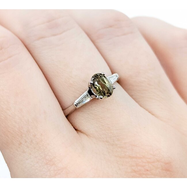 Ring 3-Stone .10ctw Baguette Diamonds .94ct Alexandrite GIA: 2233584992 14kw 2mm Sz8 4.2g 125060099