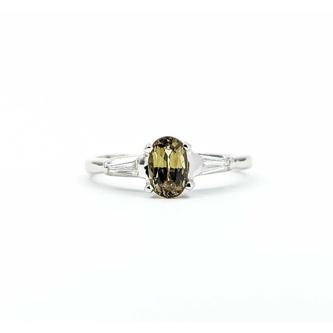 Ring 3-Stone .10ctw Baguette Diamonds .94ct Alexandrite GIA: 2233584992 14kw 2mm Sz8 4.2g 125060099