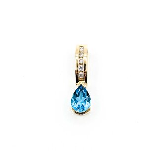 Pendant Drop .05ctw Round Diamonds .85ct Topaz 14ky 18.5x5mm 1.4g 225070119