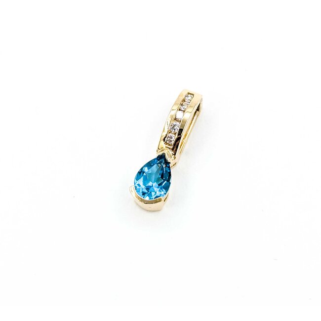 Pendant Drop .05ctw Round Diamonds .85ct Topaz 14ky 18.5x5mm 1.4g 225070119
