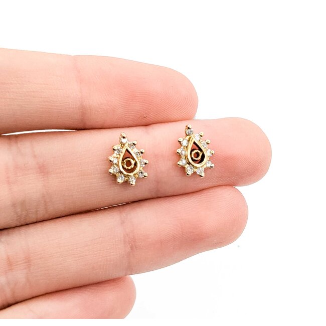 Earrings Jackets .15ctw Single Cut Diamonds 14ky 10.5x8mm 1.2g 225070116