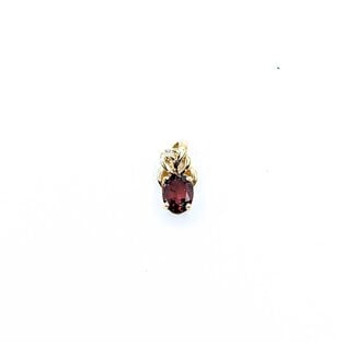 Pendant Drop .01ct Round Diamond 1.39ct Garnet 14ky 15x8mm 1.5g 225070125