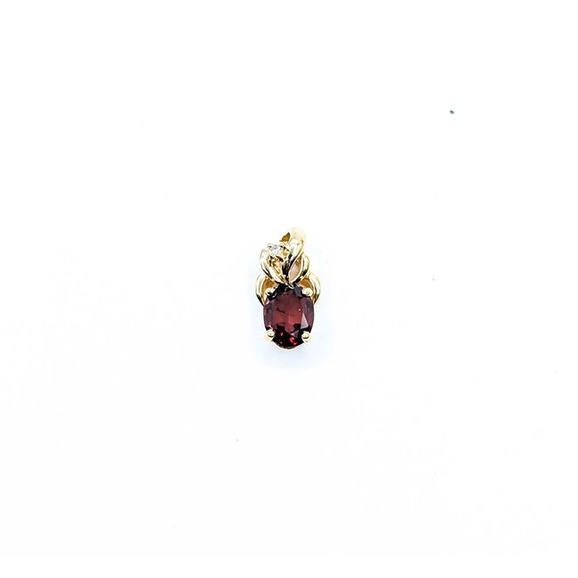 Pendant Drop .01ct Round Diamond 1.39ct Garnet 14ky 15x8mm 1.5g 225070125