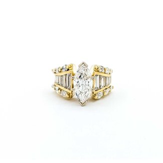 Ring Engagement 1.96ct Marquise Diamond 2.13ctw Diamonds 18ky Sz4 10.1g 225080001