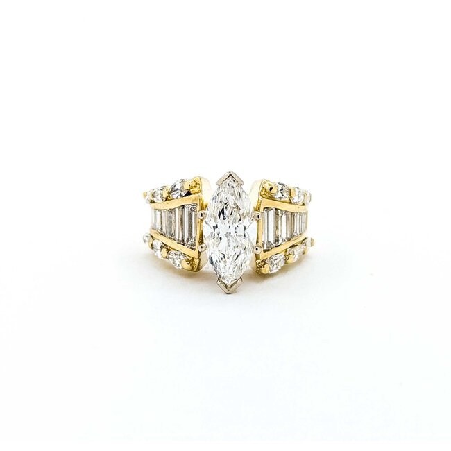 Ring Engagement 1.96ct Marquise Diamond 2.13ctw Diamonds 18ky Sz4 10.1g 225080001