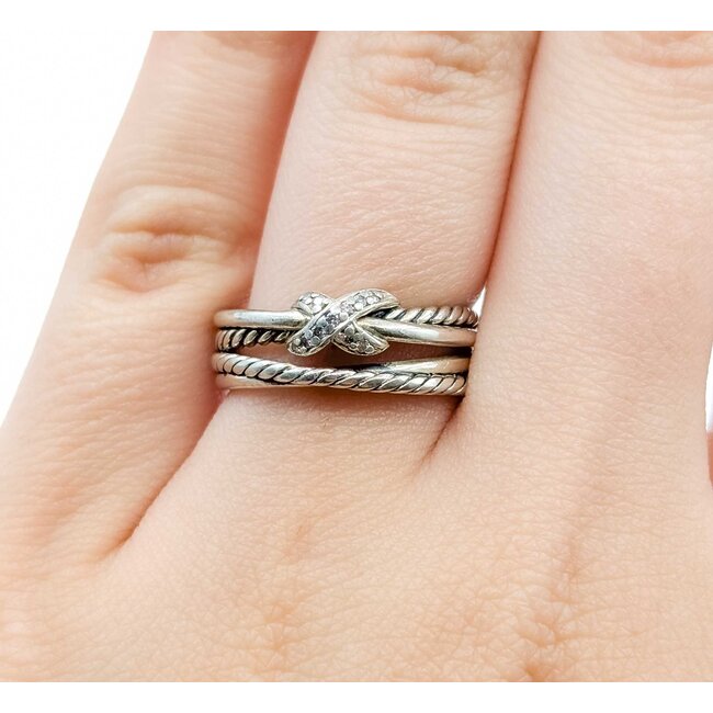 Rings David Yurman .03ctw Round Diamonds SS Sz6.5 4.5g 225070085