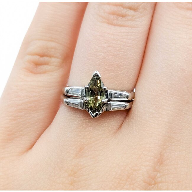 Ring Set Contour Band .35ctw Baguette Diamonds .90ct Alexandrite 900pt Sz6 7.2g 125040043