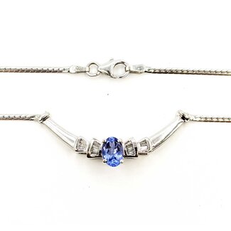 Necklace .15ctw Baguette Diamonds .75ct Tanzanite 14kw 17" 6.7g 225070149