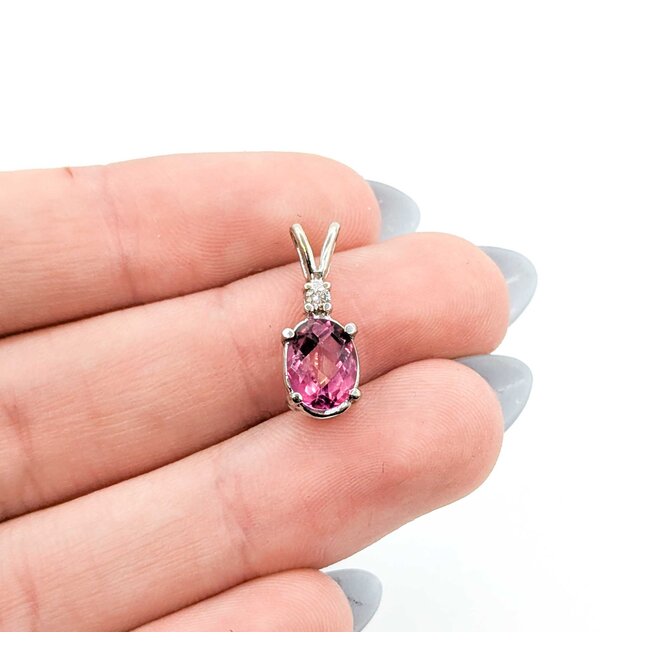 Pendant Drop .03ct Round Diamond 2.0ct Pink Topaz 10kw 19x7mm 1.4g 225070122