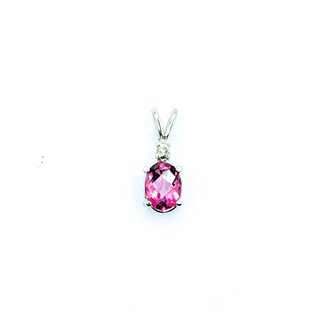 Pendant Drop .03ct Round Diamond 2.0ct Pink Topaz 10kw 19x7mm 1.4g 225070122