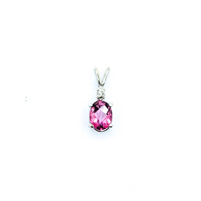 Pendant Drop .03ct Round Diamond 2.0ct Pink Topaz 10kw 19x7mm 1.4g 225070122