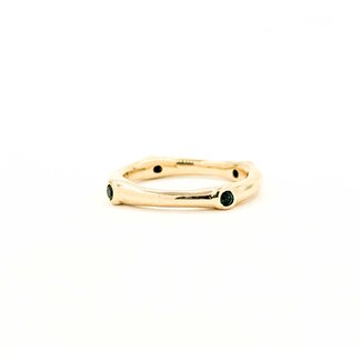 Ring Bezel Set .12ctw Emeralds14ky Sz5 3.2g 225070097