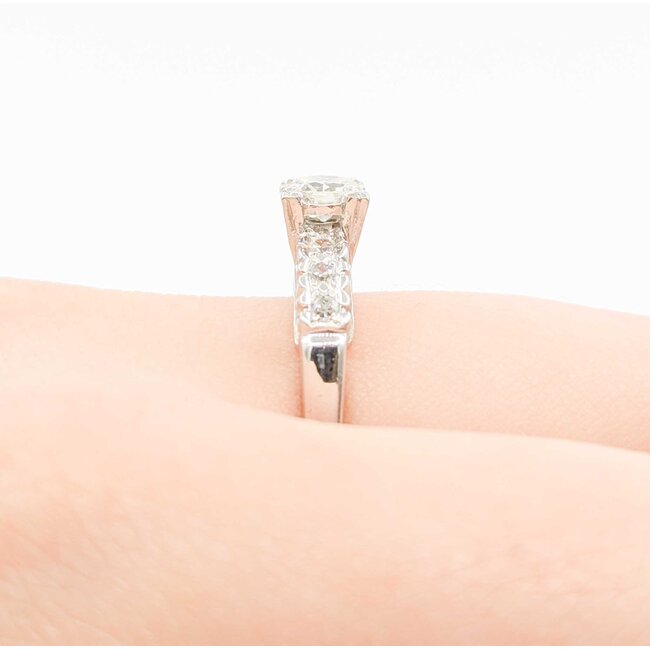 Ring Mid Century .38ct Round Diamond .12ctw Diamonds 14kw Sz8 3.3g 225080010