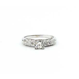 Ring Mid Century .38ct Round Diamond .12ctw Diamonds 14kw Sz8 3.3g 225080010