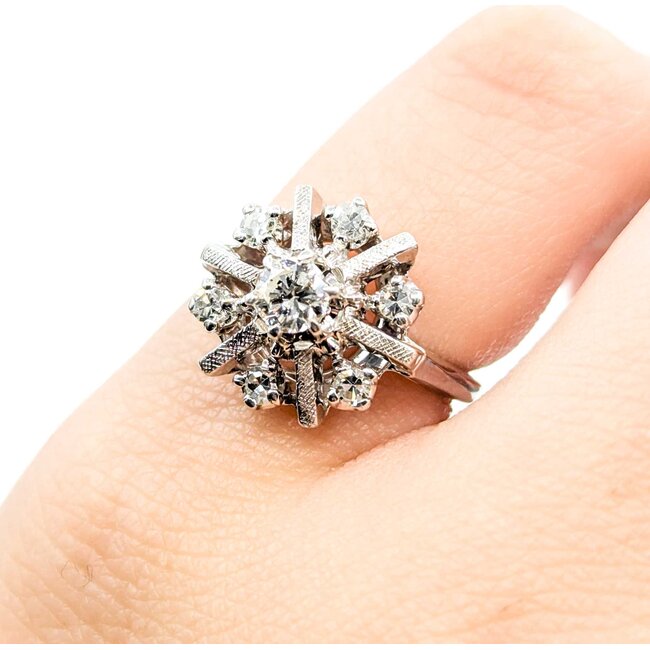 Ring Snowflake .35ctw Round Diamonds 14kw Sz4.5 4.1g 225070112