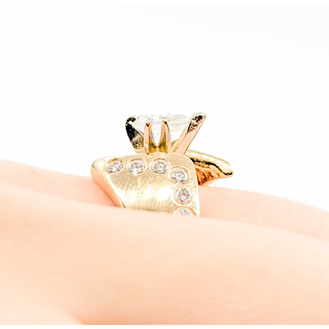 Ring Burnished .77ct Pear Diamond .42ctw Diamonds 14ky Sz5 5.8g 225080009