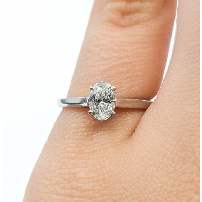 Ring Solitaire .55ct Oval Diamond Platinum Sz4.5 2.75g 225060029