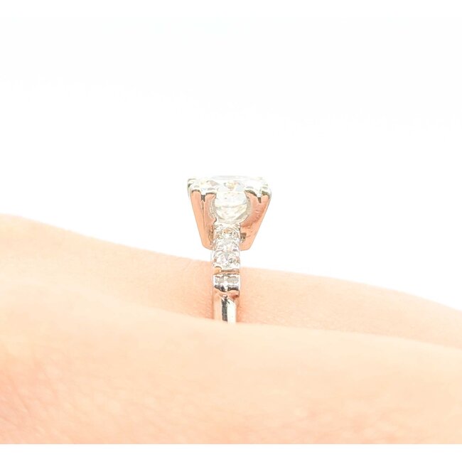 Ring Mid Century 1.04ct Round Diamond .12ctw Diamonds Platinum Sz8 3.5g 225080007