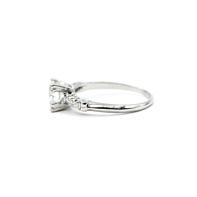 Ring Mid Century 1.04ct Round Diamond .12ctw Diamonds Platinum Sz8 3.5g 225080007