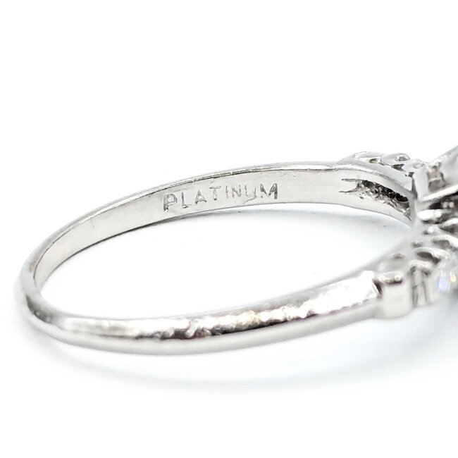 Ring Mid Century 1.04ct Round Diamond .12ctw Diamonds Platinum Sz8 3.5g 225080007