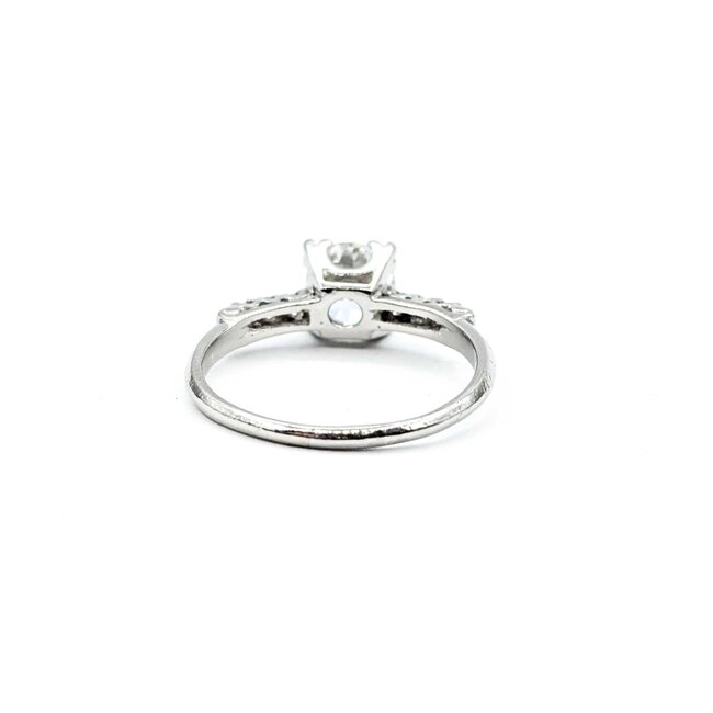 Ring Mid Century 1.04ct Round Diamond .12ctw Diamonds Platinum Sz8 3.5g 225080007