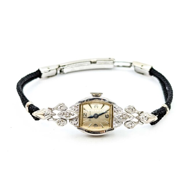 Watch Bulova Wind Up Wristwatch .03ctw Single Cut Diamonds 14kw 7.3g 225070139