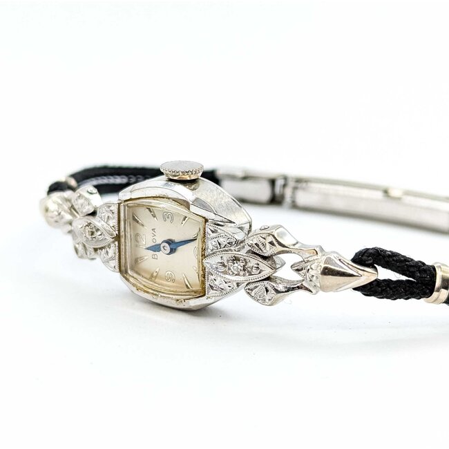 Watch Bulova Wind Up Wristwatch .03ctw Single Cut Diamonds 14kw 7.3g 225070139