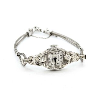 Watch Waltham Wind Up Wristwatch .20ctw Single Cut Diamonds 14kw 6.5" 14.9g 225070144