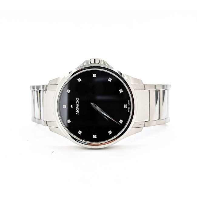 Watch Movado Faceto 1/20ctw Diamond Dial 39mm Stainless Steel 7" Watch Only 125076002