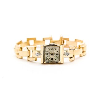 Watch Hilton Wind Up Wristwatch .02ctw Single Cut Diamonds 14ky 6.5" 20.8g 225070137