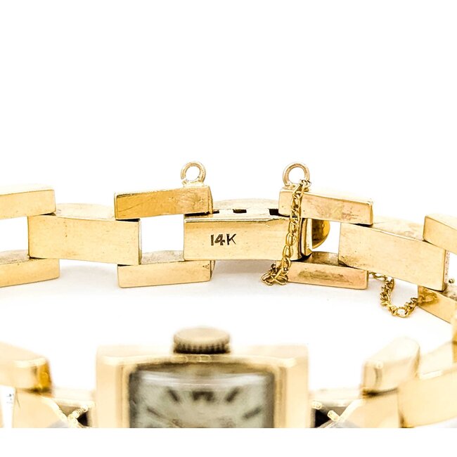 Watch Hilton Wind Up Wristwatch .02ctw Single Cut Diamonds 14ky 6.5" 20.8g 225070137