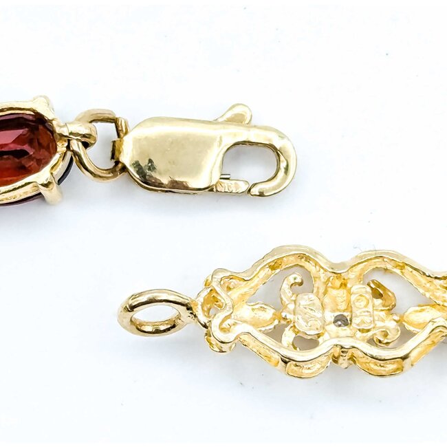 Bracelet Vintage Style .03ctw Round Diamonds 6.40ctw Garnet 10ky 7" 7.5g 225070133