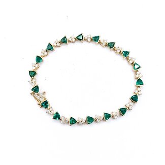 Bracelet Link 1.52ctw Round Diamonds 3.60ctw Emerald 14ky 7.75" 12.4g 225070130