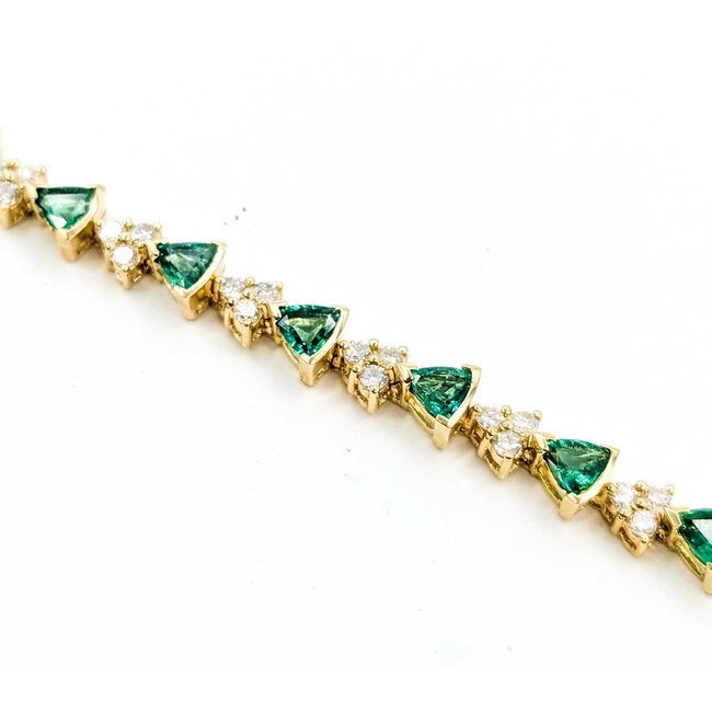 Bracelet Link 1.52ctw Round Diamonds 3.60ctw Emerald 14ky 7.75" 12.4g 225070130