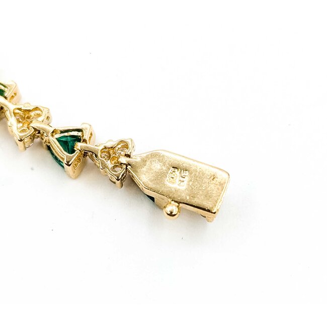 Bracelet Link 1.52ctw Round Diamonds 3.60ctw Emerald 14ky 7.75" 12.4g 225070130
