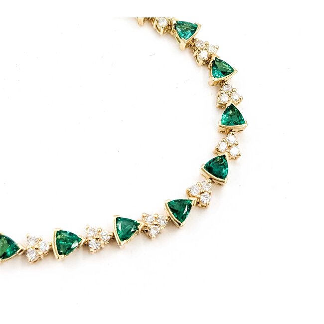 Bracelet Link 1.52ctw Round Diamonds 3.60ctw Emerald 14ky 7.75" 12.4g 225070130