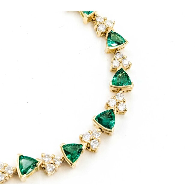 Bracelet Link 1.52ctw Round Diamonds 3.60ctw Emerald 14ky 7.75" 12.4g 225070130