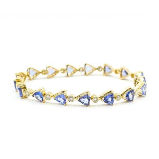 Bracelet Link 1.06ctw Round Diamonds 9.18ctw Tanzanite 14ky 7" 12.5g 225070131