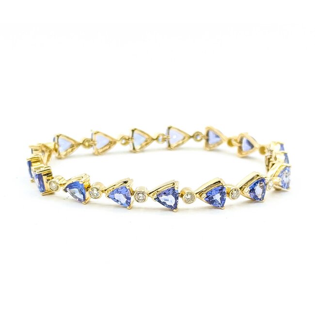 Bracelet Link 1.06ctw Round Diamonds 9.18ctw Tanzanite 14ky 7" 12.5g 225070131
